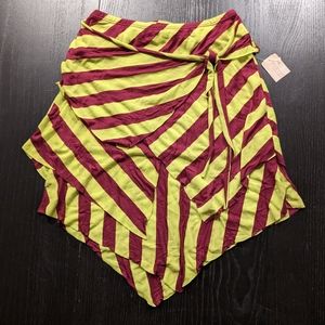 NWT S Forever 21 Striped gypsy pirate skirt in burgundy and lime